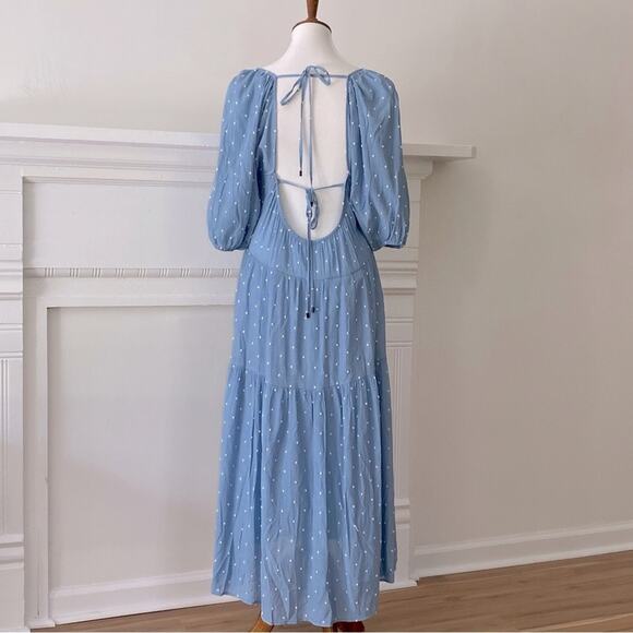Anthropologie Medium Midi Dress Fall Boho Moon River Cottage tie back Prarie - Picture 14 of 15